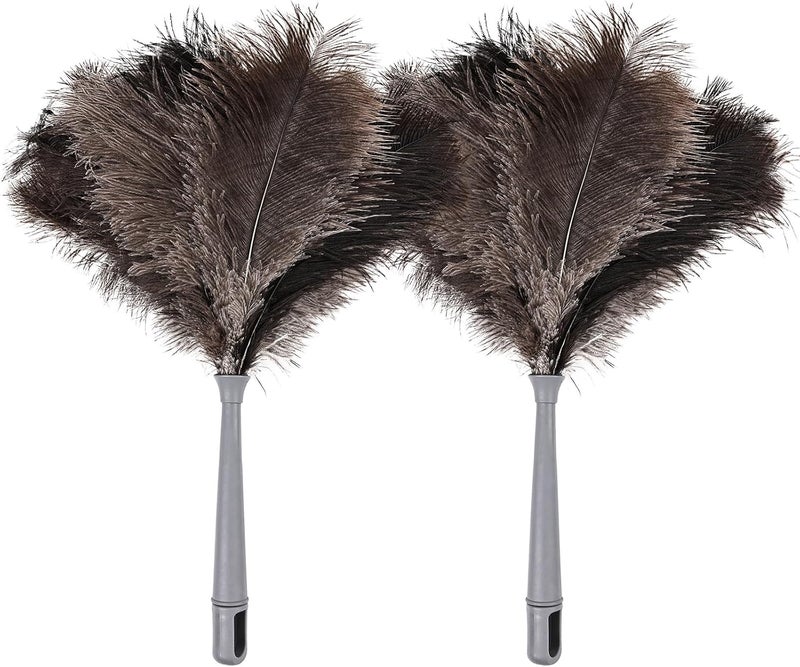 FeelfunFeather Feather Duster-Genuine Ostrich Feathers,Anti-Static,Reusable Eco-Friendly Handheld Cleaning for Keyboard,Home,Car,Office(17Inch,2Pack) - Image 1